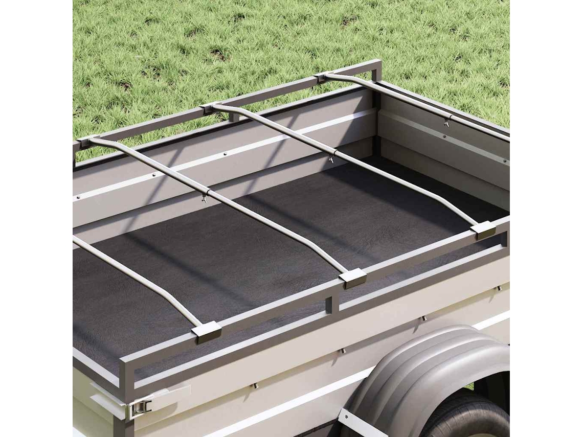Vidaxl Suporte De Lona Para Reboques 4 Prateado 136-218 Cm Alumínio