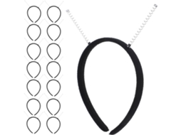 Conjunto de 15 Faixas Elásticas Preta para Cabelo da Pelúcia E Ferro, Design Clássico.