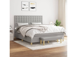 Vidaxl Cama Com Molas/colchão 180x200 Cm Tecido Cinzento-claro