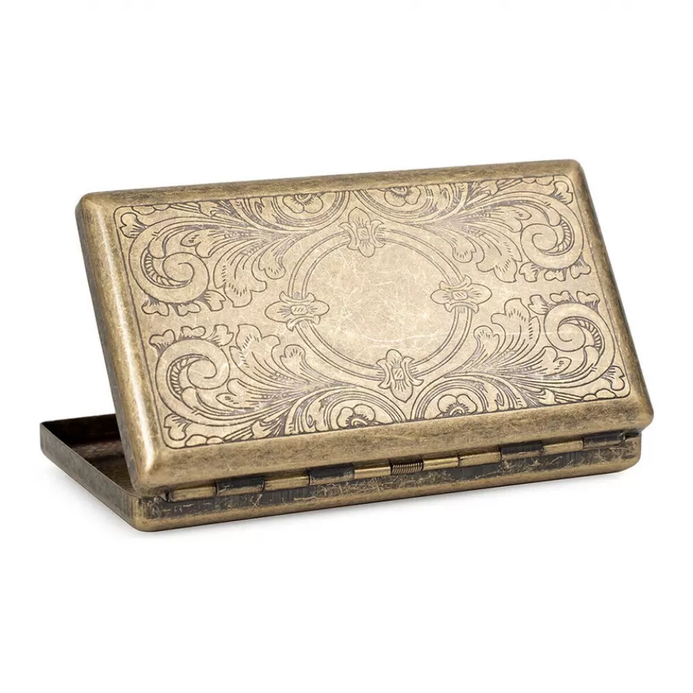 Estojo De Metal Para Cigarros, Suporte De Metal Estilo Vitoriano Com Clipe De Mola Dupla Face Para Tamanhos King Size E 100s, Design De Botão De Mola,