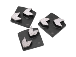 Conjunto de 3 blocos de diamante com dentes em forma de seta para polimento de cimento e concreto (preto).