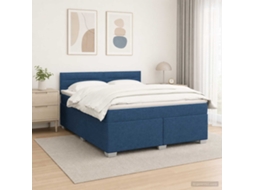 Vidaxl Cama Box Spring Com Colchão E Led Azul 140 X 190 Cm Tecido