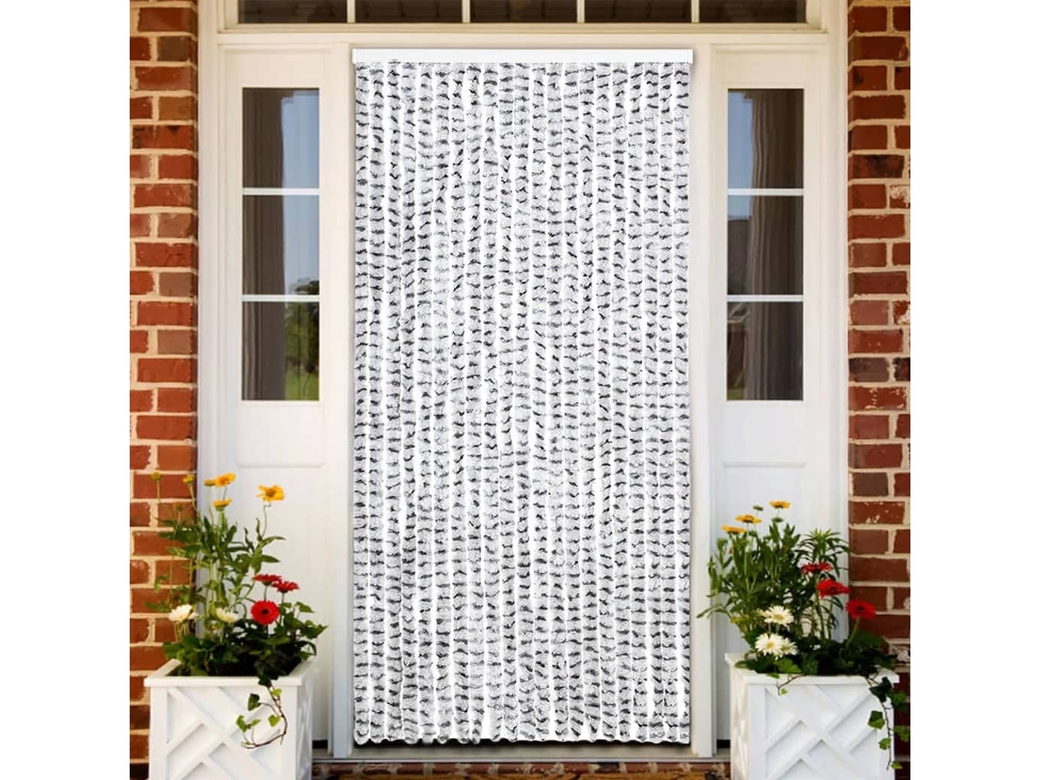 Vidaxl Cortina Anti-insetos 90x220 Cm Chenille Cinzento Claro E Escuro