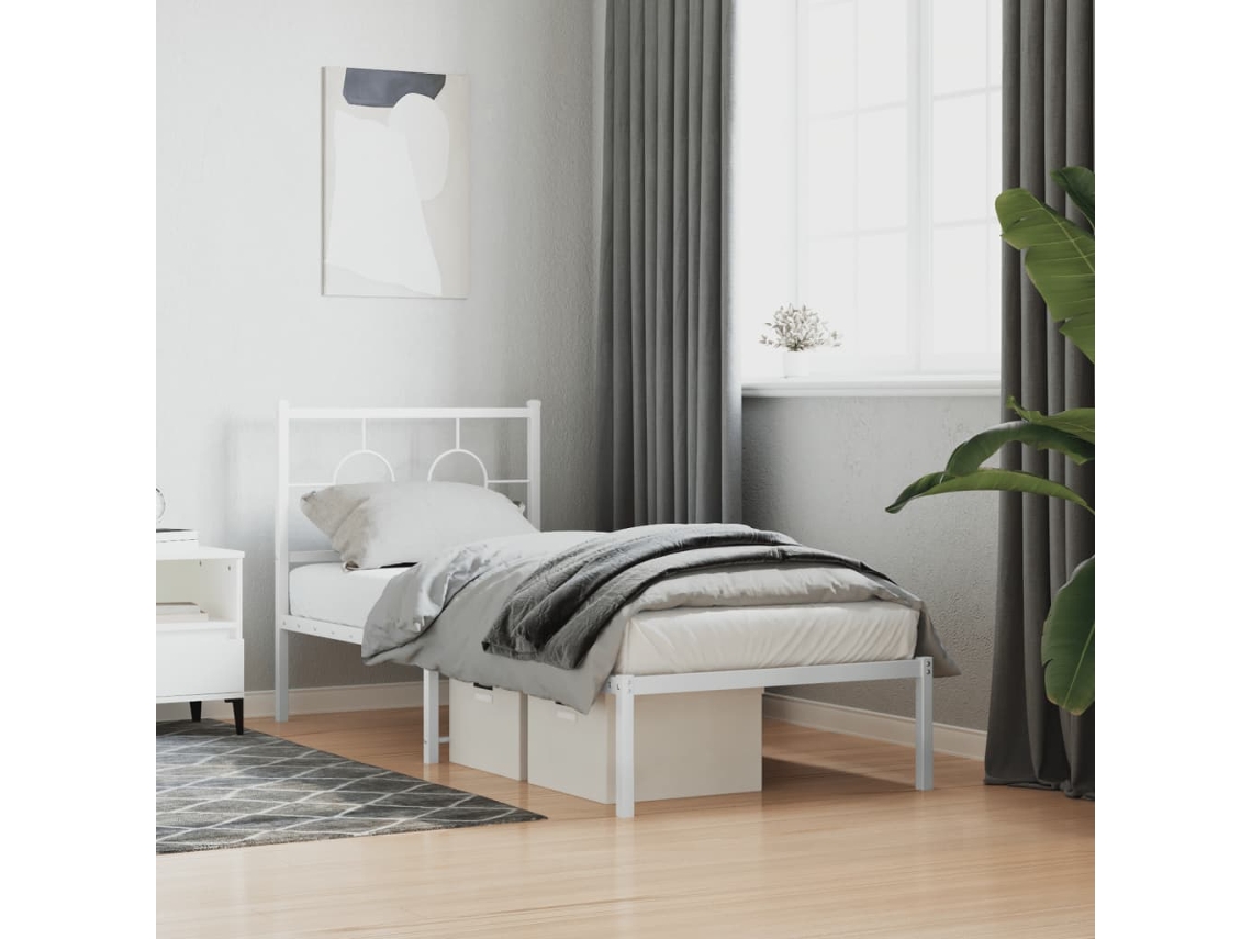 Estrutura De Cama Sem Colchão Com Cabeceira 75x190 Cm Branco
