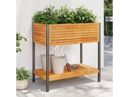 Vaso/floreira Jardim C/ Prateleira 80x45x80cm Acã¡cia Maciã§a/aã§o Dkd Home Decor