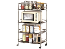Carrinho auxiliar de aço inox 60x35x100 cm com 4 níveis, prateleira ajustável | S/MARCA