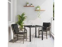 Vidaxl Conjunto de Jantar para Jardim 3 Pcs Cinzeto Vime Pe