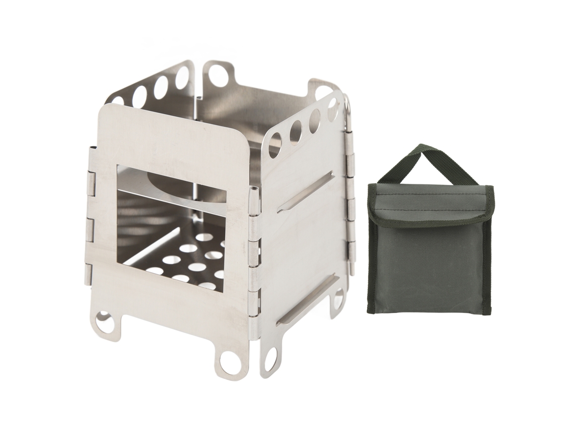 Estufa de Madeira Portátil Inox para Camping