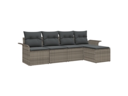 Conjunto 5 Sofá Moderno Para Exterior Vidaxl Cinzento Vime Pe (251 X 117 X 85 Cm)