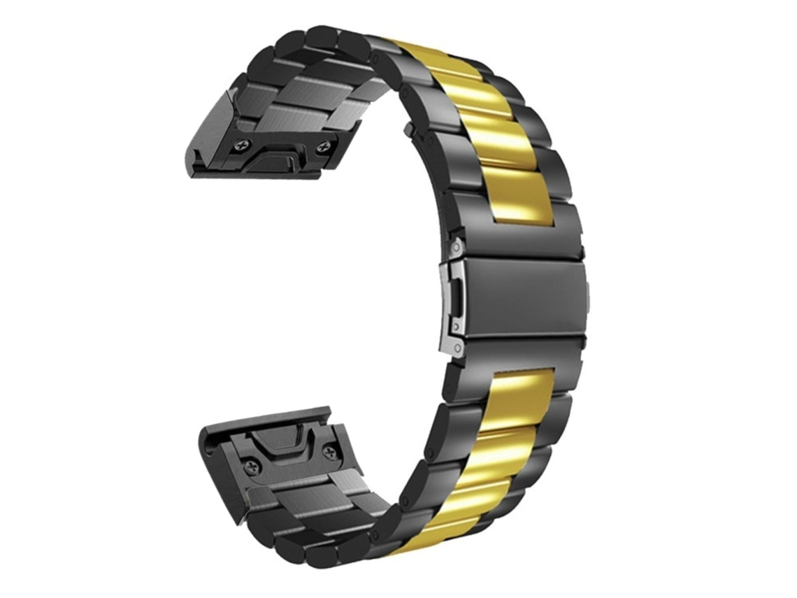 Bracelete Aço Ajustável para Garmin MARQ Driver Preto e Dourado