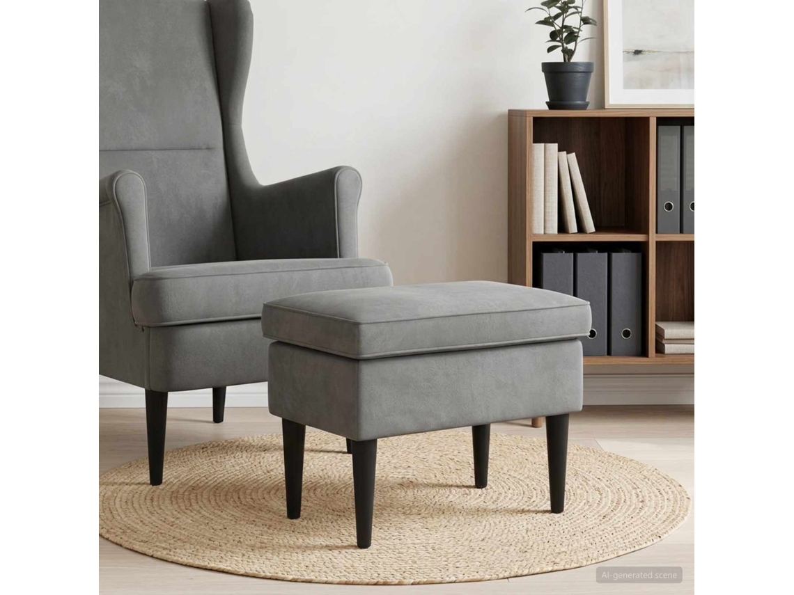 Vidaxl Pufe Para Os Pés Cinzento-escuro 55 X 35 X 41 Cm Veludo
