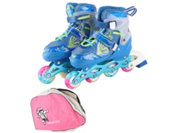 Yncm-patins Inline Ajustáveis Azuis Com Rodas Iluminadas Para Crianças