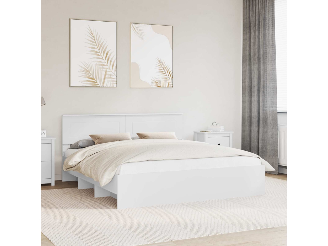 Vidaxl Estrutura Da Cama Branco 200 X 200 Cm Derivados De Madeira