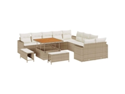 Maison Exclusive - Conjunto De Sofá De Jardim 17 Pcs Bege E Creme Vime Pe