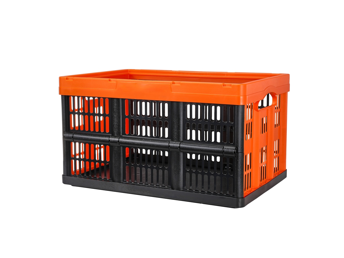 Caixas de Armazenamento Dobráveis de Pp com Tampas 45 L 3 Unidades, Preto Laranja