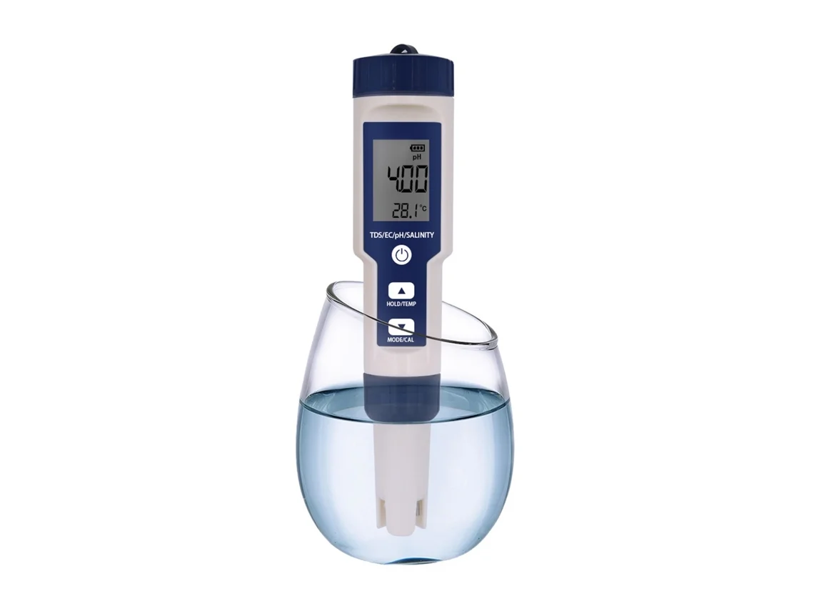 Testador De Qualidade Da Água 5 Em 1 Medidor Digital Analisador De Qualidade Da Água Detector Ph / Tds / Ec / Teste De Temperatura / Salinid Branco 