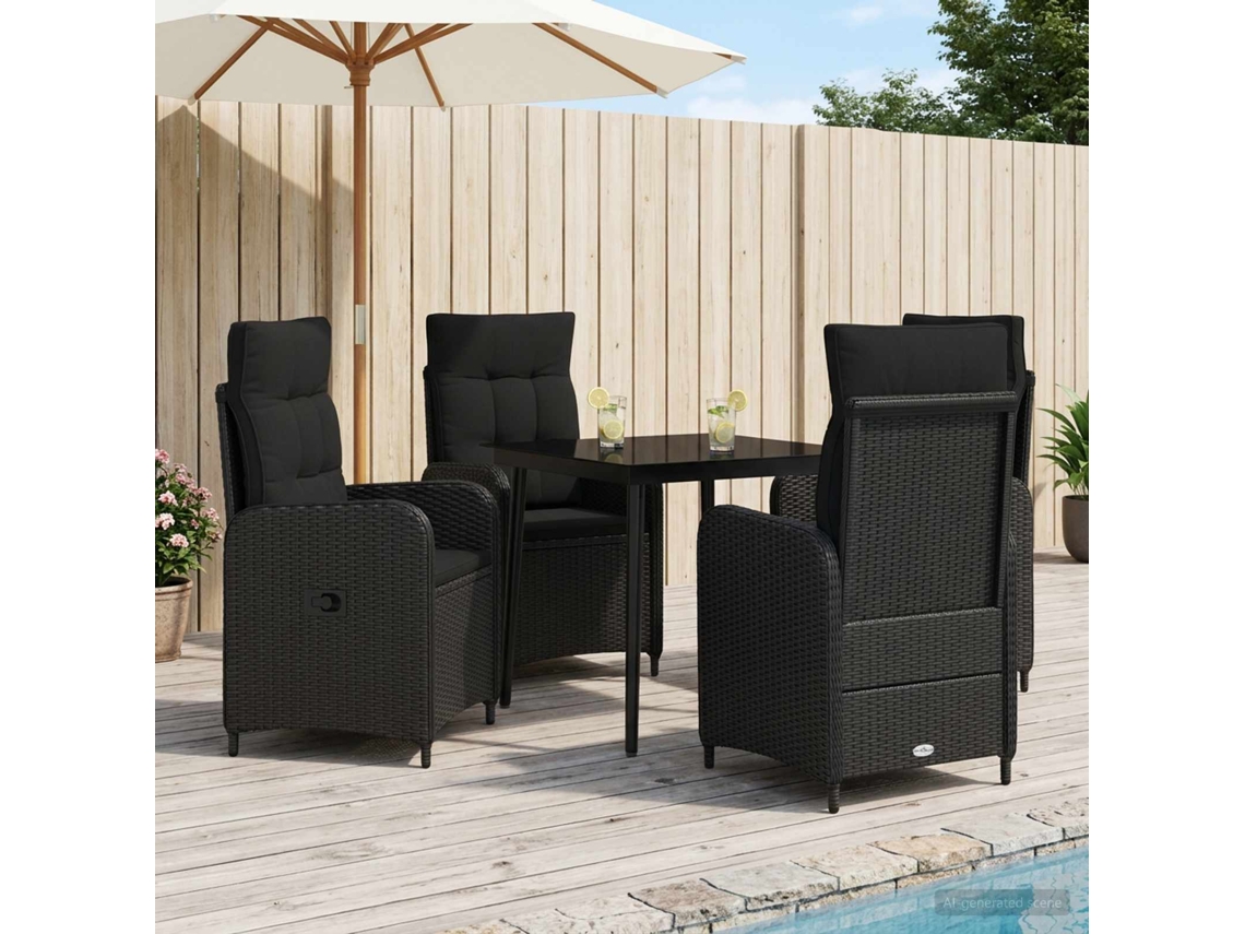 Vidaxl Conjunto De Mesa De Sofá 5 Unid. Preto