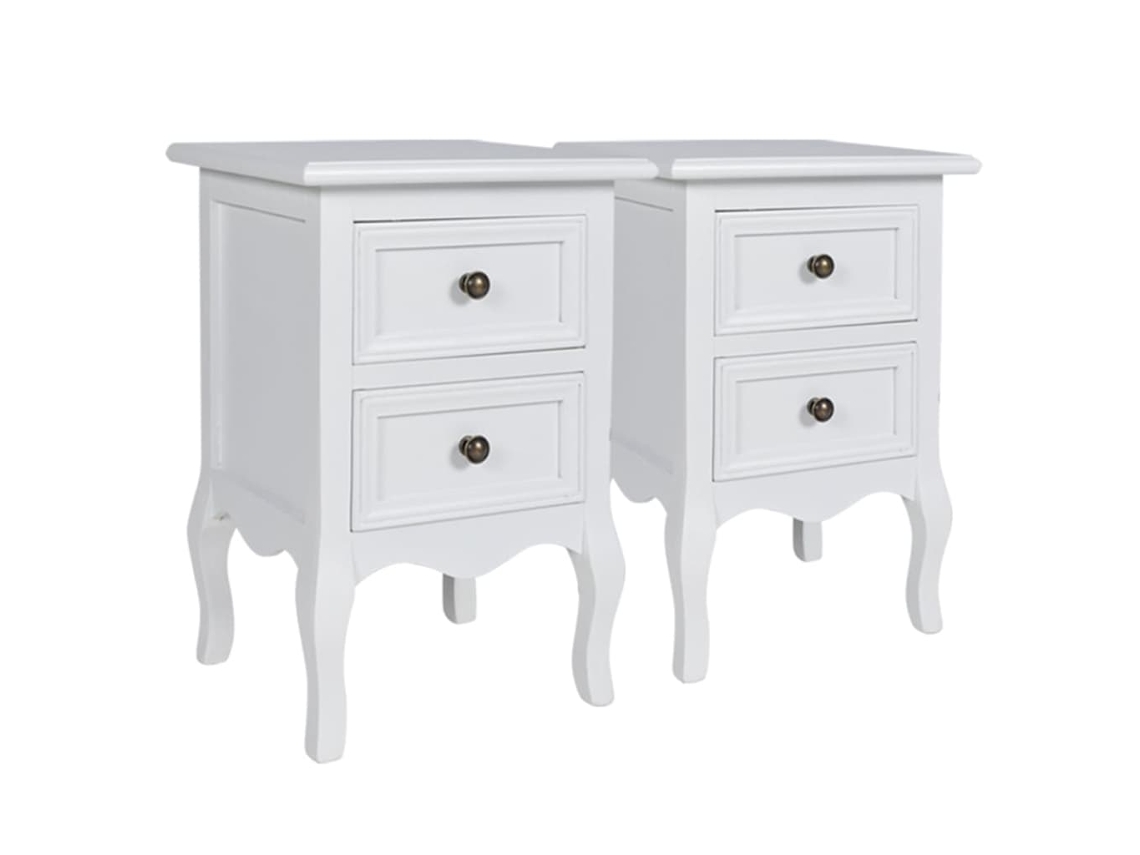 Maison Exclusive - Mesas-de-cabeceira Com 2 Gavetas 2 Pcs Mdf Branco