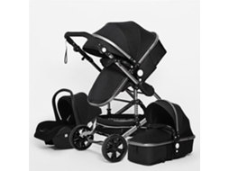 Carrinho 3 Em 1 Bebê Combinado Silla Auto Nacelle Trio Reversível Ajustável Alta Qualidade Rodas Inquebráveis Cane Preto. Bazarland30