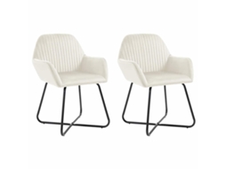 Conjunto 2 Cadeira De Jantar Vidaxl Creme Tecido (61 X 61 X 84 Cm)
