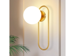 Nettlife Candeeiro De Parede Interior E14 Bola De Vidro Dourada Retro Moderna Para Quarto, 40 W, 18 Cm, Em Metal E Vidro, Para Uso Diário