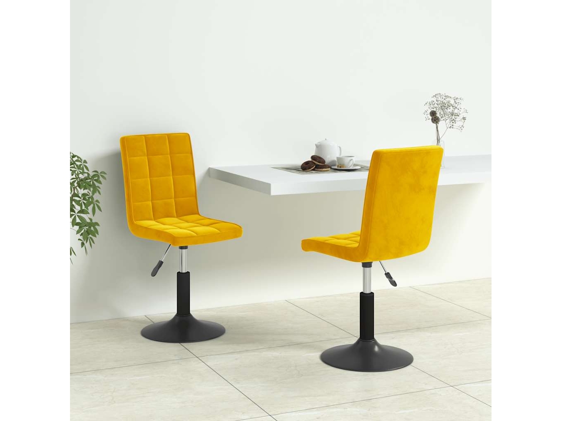 Vidaxl Cadeiras De Jantar Giratórias 2 Pcs Veludo Amarelo Mostarda