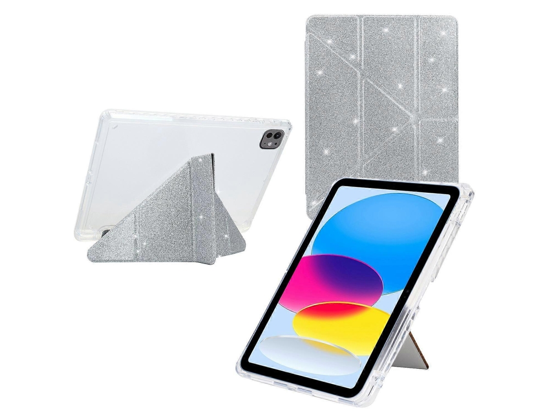 Capa inteligente de couro acrílico transparente Webake para tablet com glitter e dobra em Y