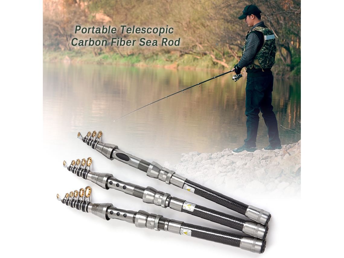 Vara de Pesca Carbono Telescópica Portátil
