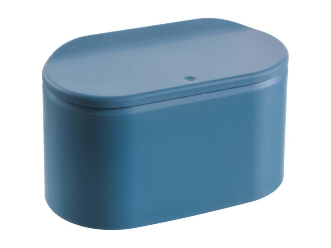 Basura Mini Escritorio Plástico Con Tapa Resistente Caídas Para Oficina Dormitorio Cocina Azul