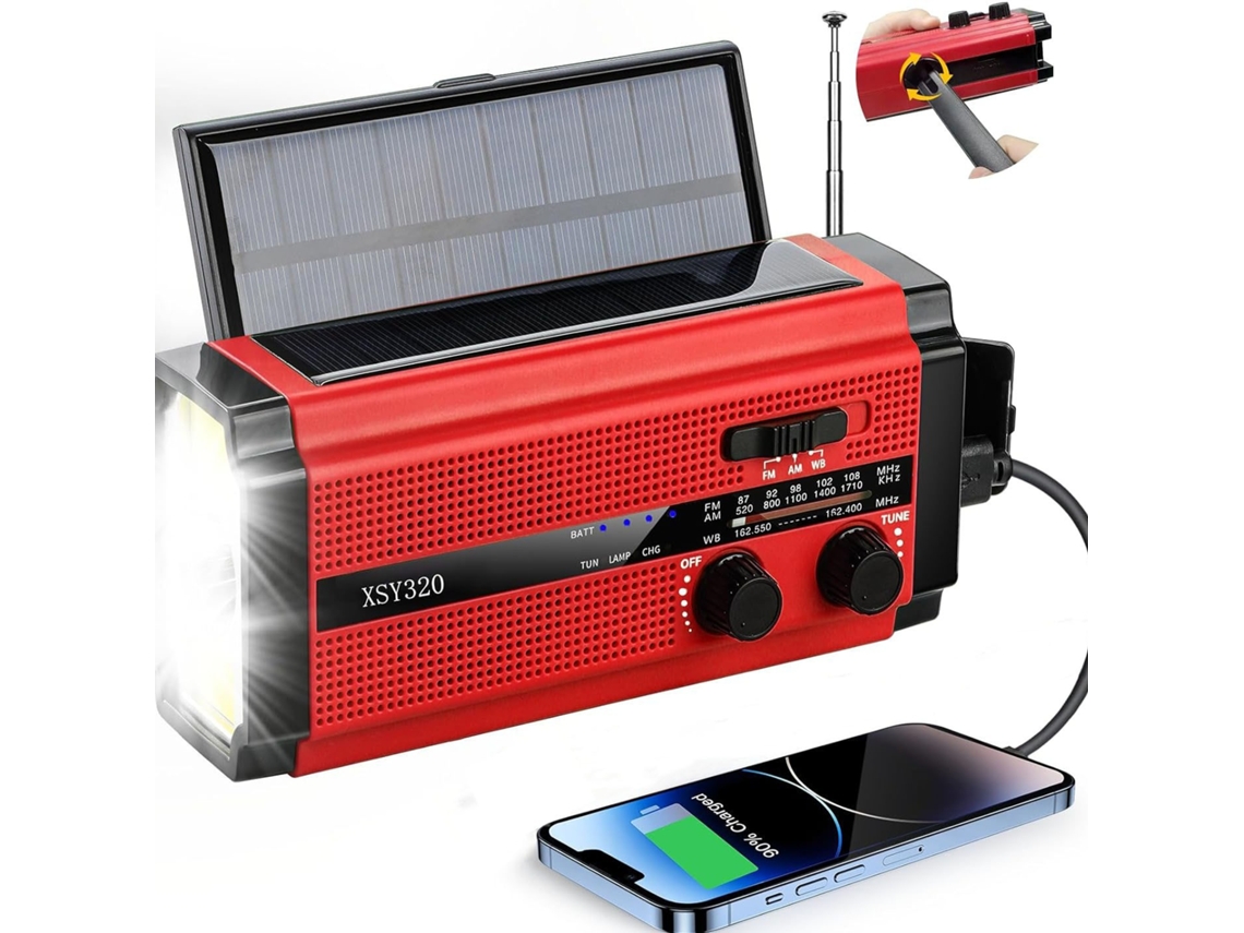 Rádio Com Gerador De Célula Solar De 5000 Mah E Lanterna Brilvibera (vermelho)