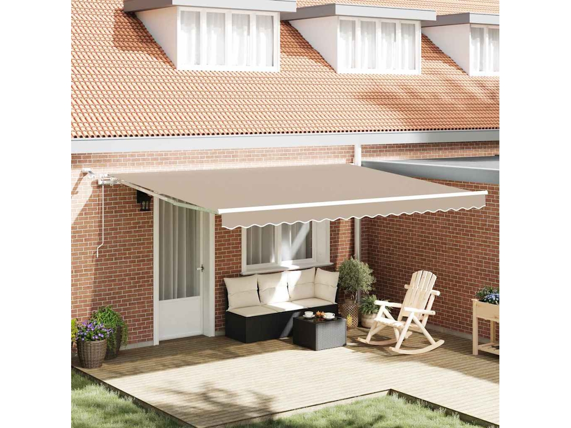 Vidaxl Toldo Retrátil Bege 450 × 300 Cm Poliéster