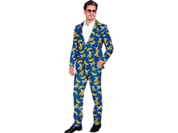 Terno de festa engraçado azul banana para homens