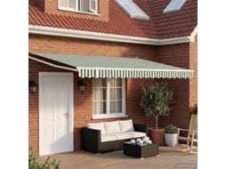 Vidaxl Toldo Retrátil Elétrico Verde E Branco 4,5 × 3 M