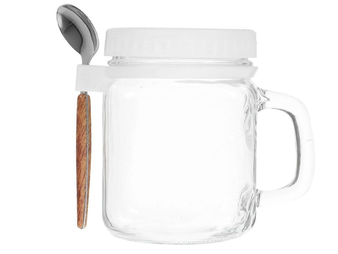 Lurelia Pote De Café 1 Conjunto 480ml Em Vidro De Soda-cal, Aço Inoxidável, Madeira Branco, Com Vedação, Com Tampa, Com Colher, Transparente