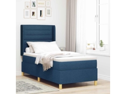 Vidaxl Cama Box Com Fitas Led Com Cabeceira Azul 90 X 200 Cm Tecido