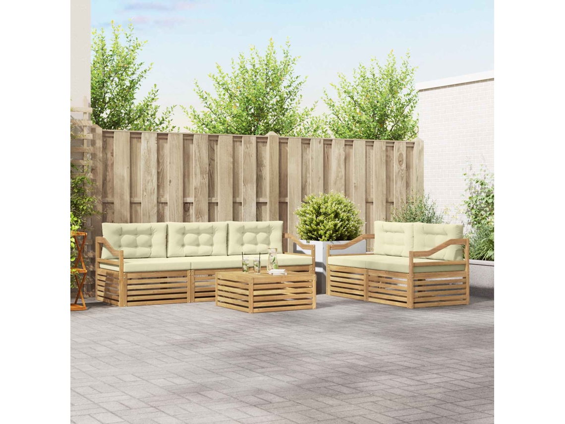 Vidaxl Conjunto De Sofás Para Exterior 6 Unid. Branco E Creme