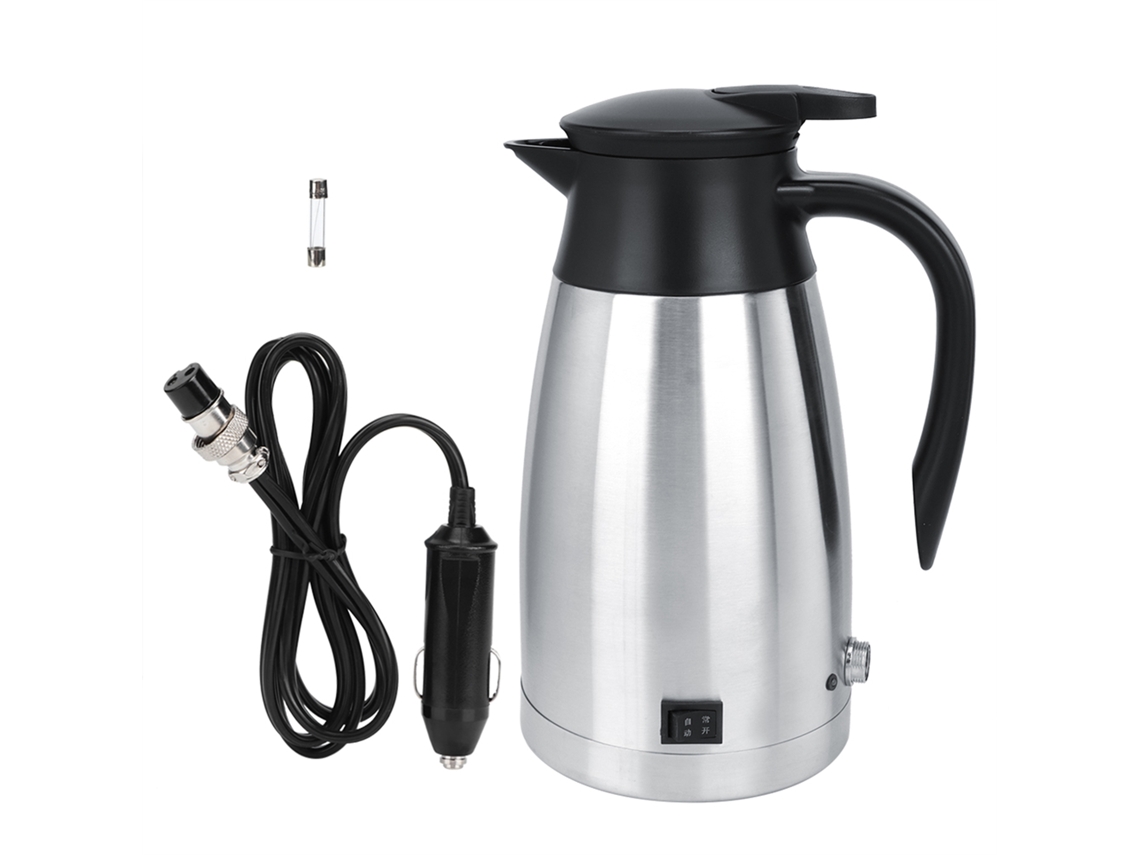 Chaleira elétrica para carro 12v/24v 1000ml aço inox anti escorregamento tampa segura | S/MARCA