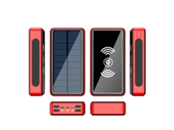 Bateria Externa Solar Com Carregamento Sem Fio E Luz Led