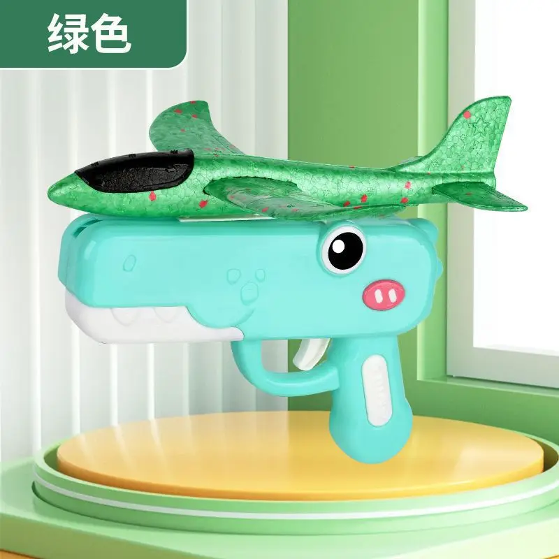 (verde) Arma de brinquedo que dispara aeronaves de brinquedo