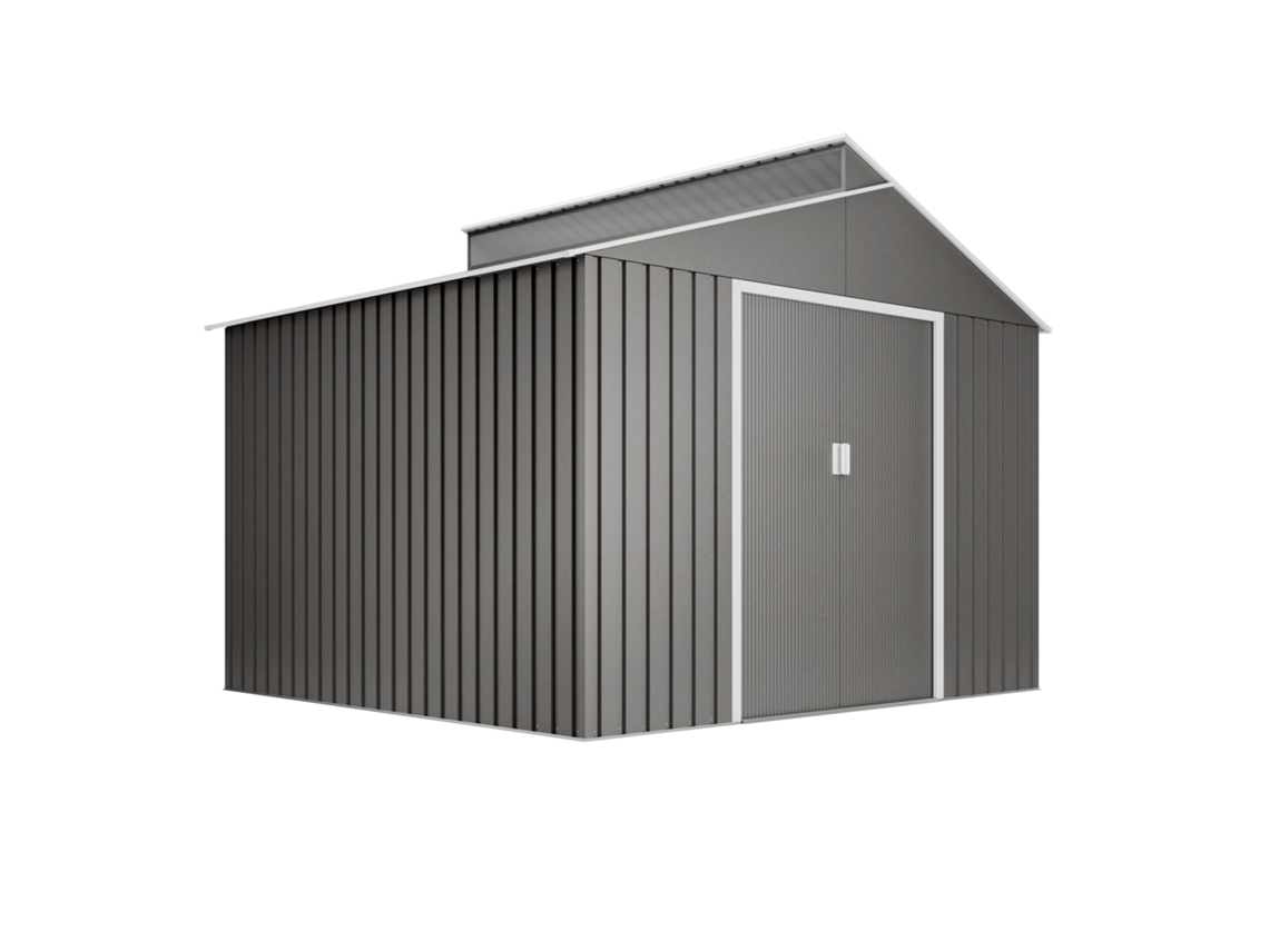 Abrigo de Metal WASABI Metálico 7,25m² 282x257x222 cm Acabamento Metálico de Alta Qualidade Claraboia Em Policarbonato