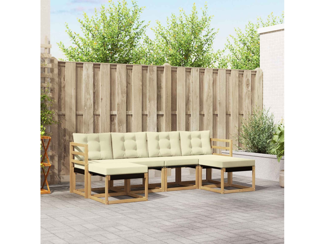 Vidaxl Conjunto De Sofás Para Exterior 6 Unid. Branco E Creme