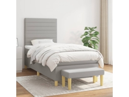 Vidaxl Cama Com Molas/colchão 80x200 Cm Tecido Cinza-claro