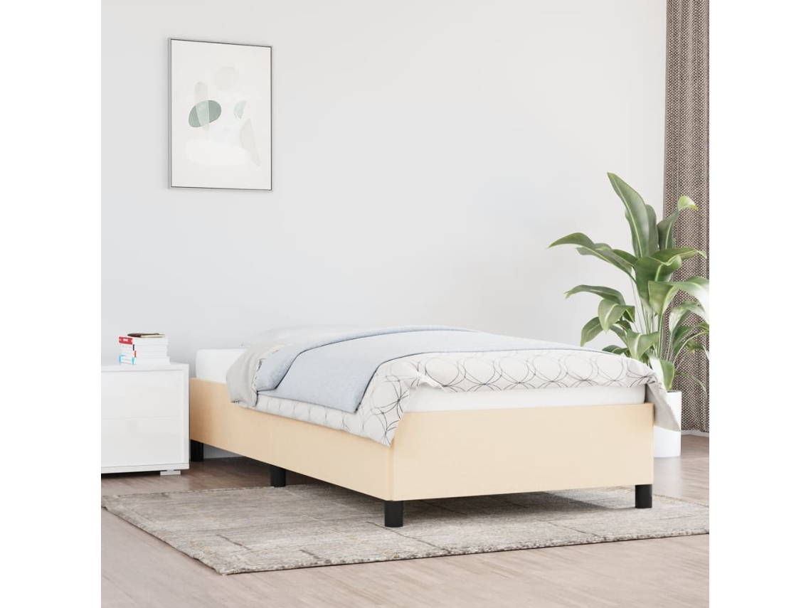 Vidaxl Estrutura De Cama Sem Colchão 90x190 Cm Tecido Creme