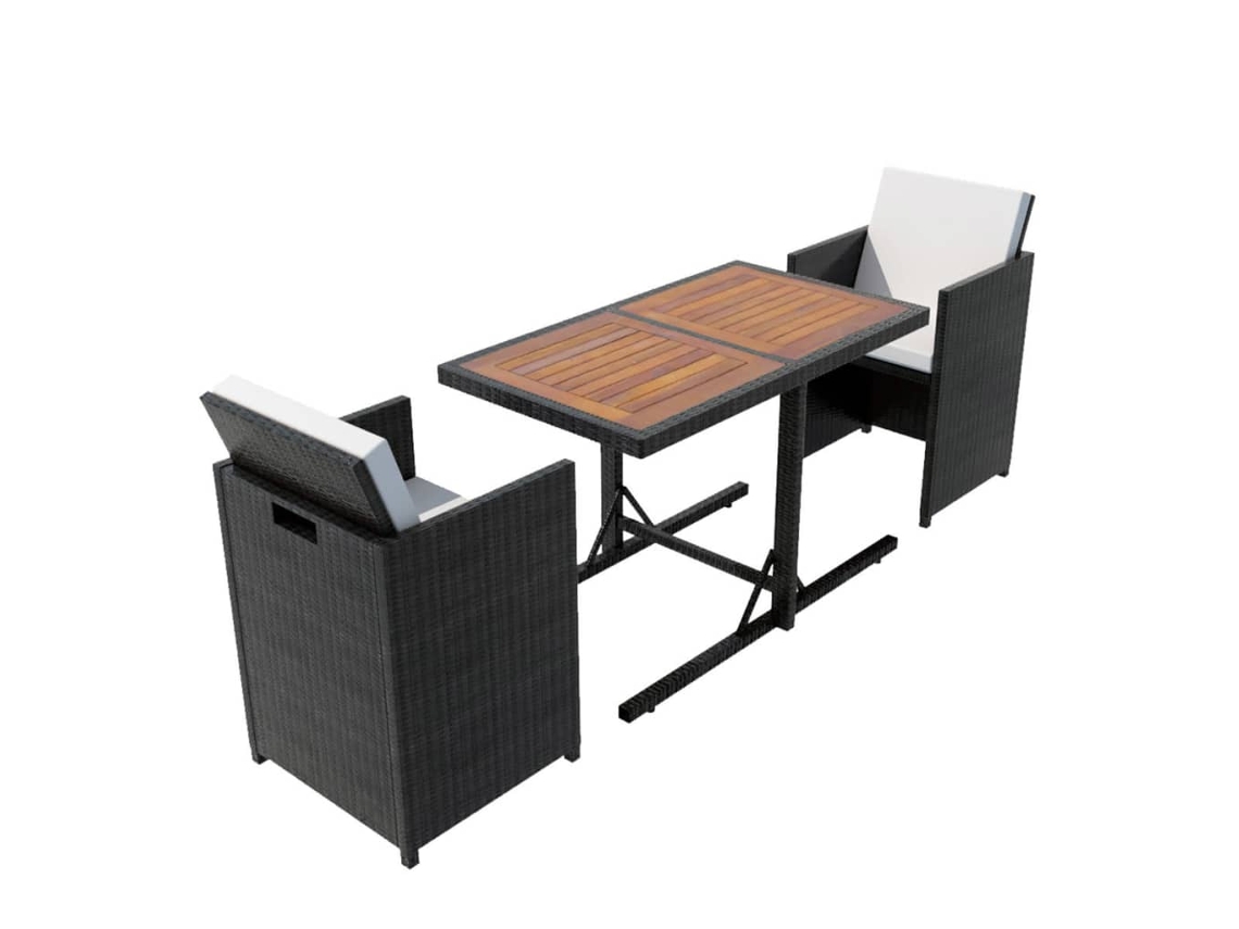 Maison Exclusive - 3 Pcs Conjunto Bistrô Com Almofadões Vime Pe Preto