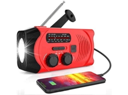 RÁDIO DE EMERGÊNCIA AQUAFORGE com alarme sos por manivela, bateria externa 1200mah, carregador múltiplo, am/fm, solar, lanterna led
