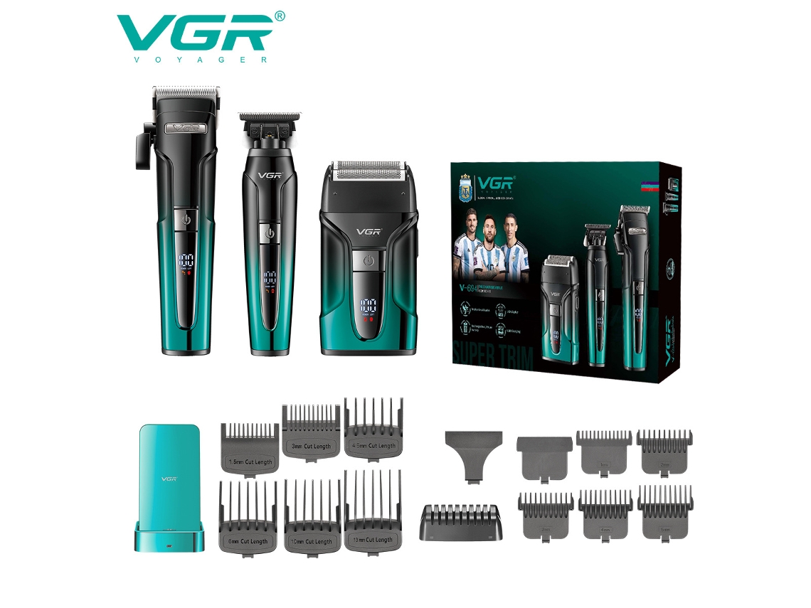 (verde) Conjunto De Máquina De Cortar Cabelo Com Visor Digital E Gravação Para Cortadores De Cabelo E Barbeadores Elétricos