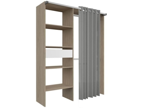 Kit camarim ARTIC com cortina - carvalho - 1 coluna 2 armários 1 gaveta - 143,5 x 48 x 181,9 cm EKIPA