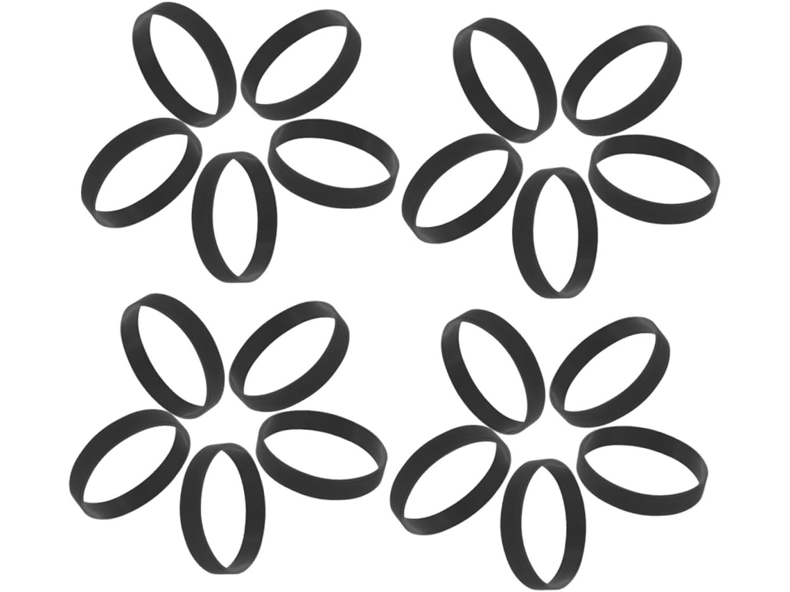 Pulseiras de silicone Shineofi 50-Pretas, flexíveis e ocas, ajustáveis para beber.