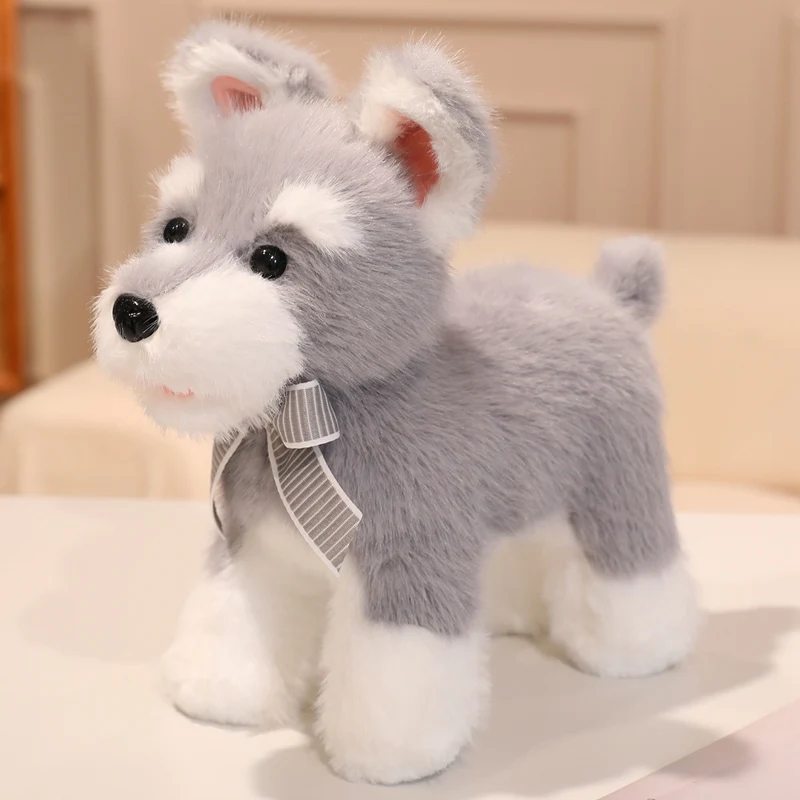 Brinquedo de Pelúcia Schnauzer Fofo em Pé de 30cm MDUG (cinza 30cm)