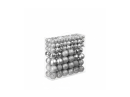 Bolas De Natal Relaxdays, Conjunto De 150, Bolas Cintilantes, Foscas E Brilhantes, Plástico, ∅ 3, 4 E 6 Cm, Prata